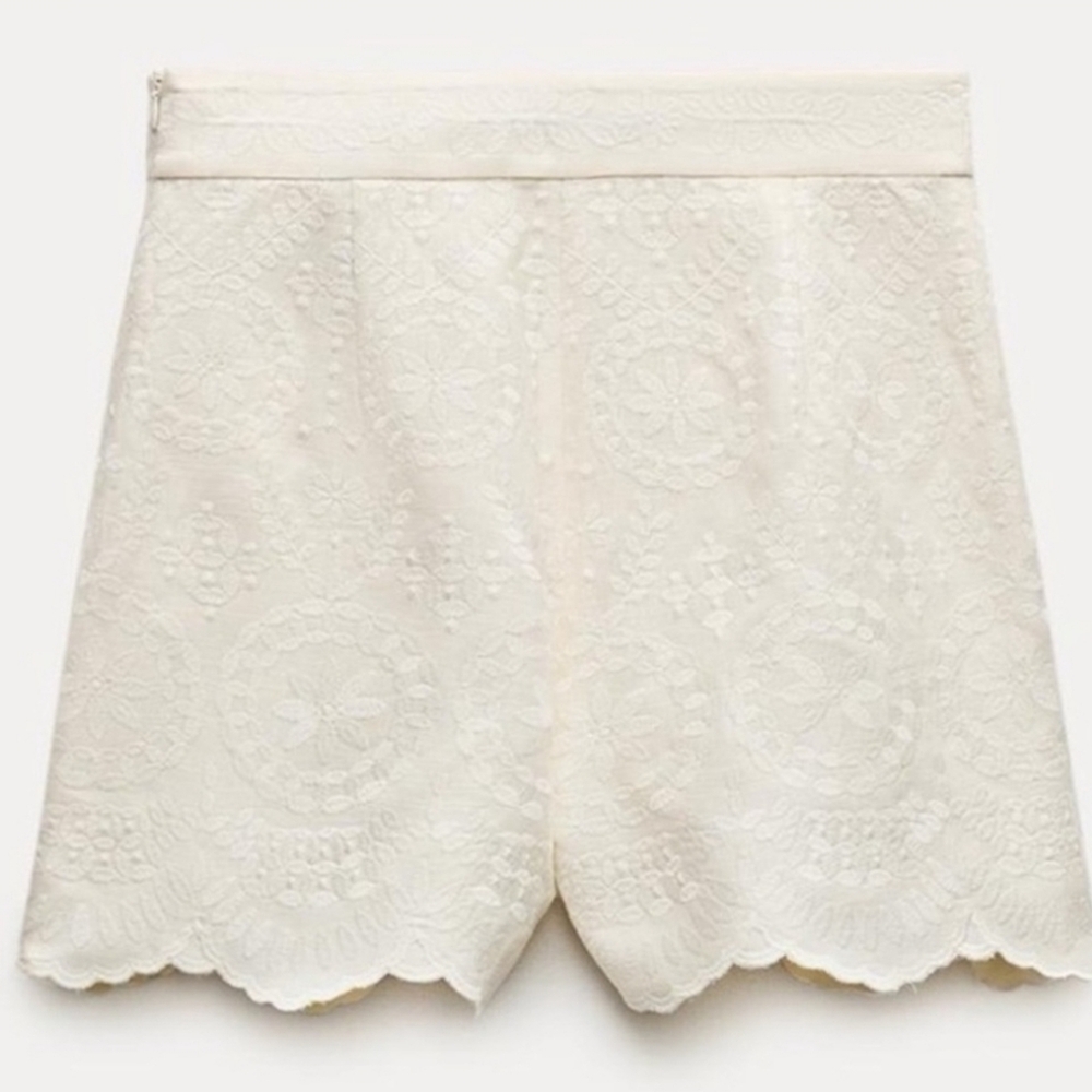Zara Embroidered High Waisted Shorts Size Small - Picture 2 of 9
